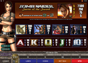 Tomb Raider Secret of the Sword Slots Payout